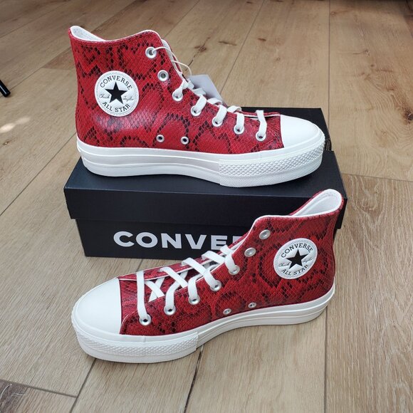 Converse Chuck Taylor All Star Lift Platform Womens Snakeskin Red Hi Top A13392C - Picture 1 of 16